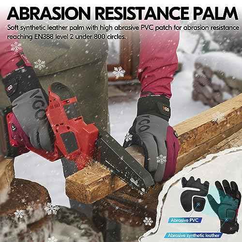 Vgo... -20¡É/-4¡ÆF Winter Work Gloves for Women, Cold Weather Waterproof Work Gloves(SL8777FW-FM)