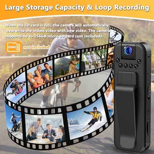 Hidden Body Camera HD 1080P Mini Body Came with Night Vision Wearable Camcorder with 180¡Æ Rotatable Lens and Sturdy Clips Small Video Recorder for Security, Indoor, Outdoor
