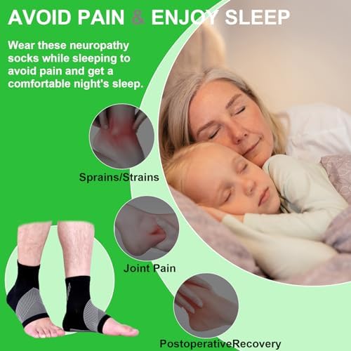 4Pairs Mixed Colors Compression Socks For Women & Men, Foot Neuropathy Socks, Nano Neuropathy Socks Dr - Sock Soothers For Neuropathy Sleep Socks, Comprex Ankle Brace Sleeves(Large)