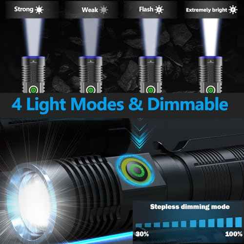 WINDFIRE Multicolor Flashlight 5 in 1 LED Tactical Rechargeable Flashlights High Lumens White Red Green Blue Yellow Light Multicolor Lens 4 Modes Zoomable for Camping Hiking Fishing Hunting