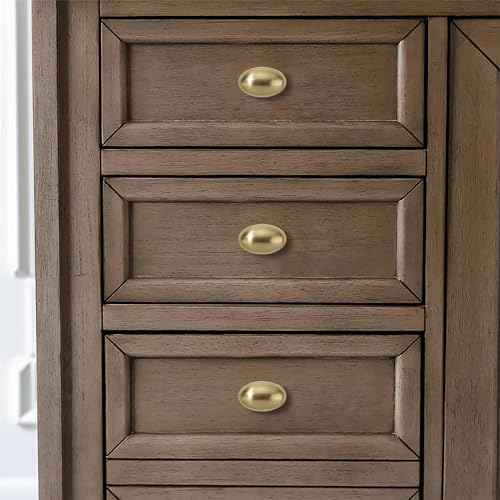 khtumeware 30 Pack 1-3/8 inch(35mm Brushed Brass Cabinet Knobs Dresser Knobs Satin Brass Oval Drawer Knobs Kitchen Cabinet Hardware Zinc Knobs for Dresser Drawers