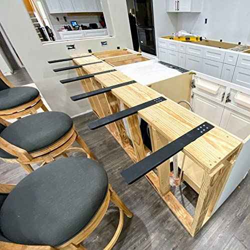 Countertop Support Bracket 4 Pack 14" Lx 2.5" W Hidden Black Knee Wall Support Countertop Bracket 3/8" Thick Heavy Duty for Quartz/Granite/Wood/Concret Countertops Screws Included