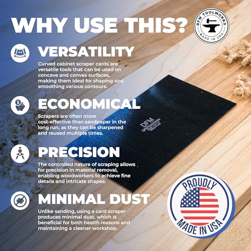 Rectangle Card Scraper - Precision Cabinet Multi-use Scraper for Woodworking, Wood Fine Finishers, Glue Scraper, Quality Handcrafted Card Shaping Tool - Made in USA, 1 Quantity - Blue
