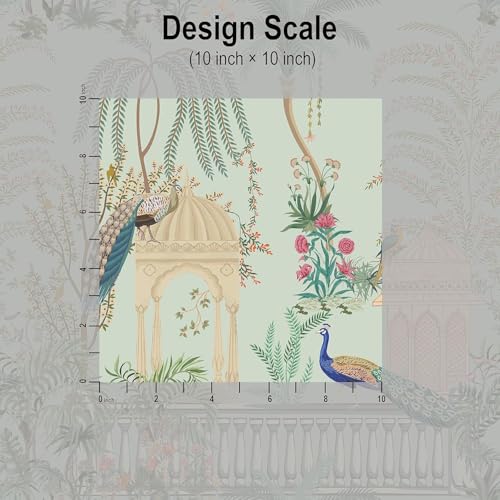 Blooming Wall DPYC17 Castle and Peacocks Standing on The Balcony Peel and Stick Wallpaper Removable Self Adhesive Wall Mural Wall D?cor