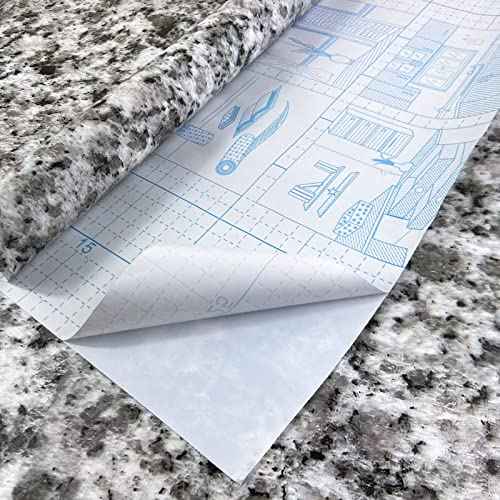 Teemall Light White Granite Look Marble Film Vinyl Self Adhesive Kitchen Countertop Peel Stick Wallpaper Decal 17.7''x98'' (Terrazzo)