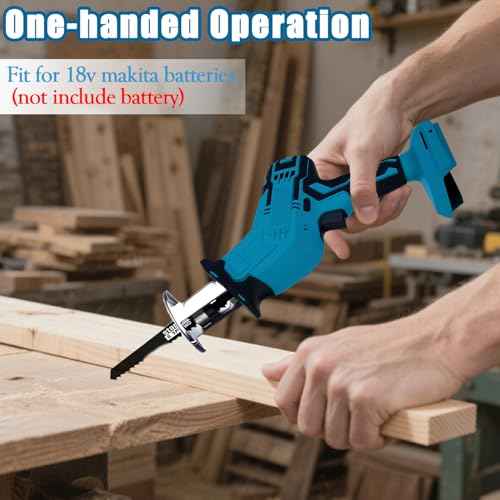 Reciprocating Saw for Makita 18V LXT Battery, One-Handed Cordless Recipro Saw 0-3000 RPM Variable Speed, Easy Blade Change, 4 Blades for Wood/Metal/PVC Cutting(No Battery)