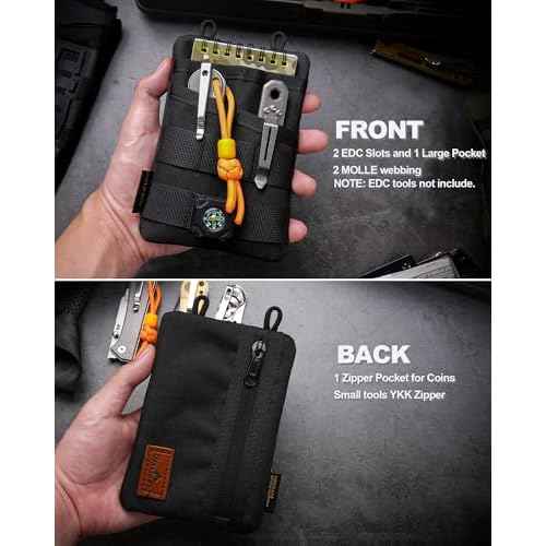 VIPERADE VE3 Tool Pouch Pocket Organizer, Nylon Tool Belt Loop Pouch with 4 Pockets Tool Storage EDC Pouch for Flashlight/Pocket Knife, Tactical Pen, Notebook (OD Green)