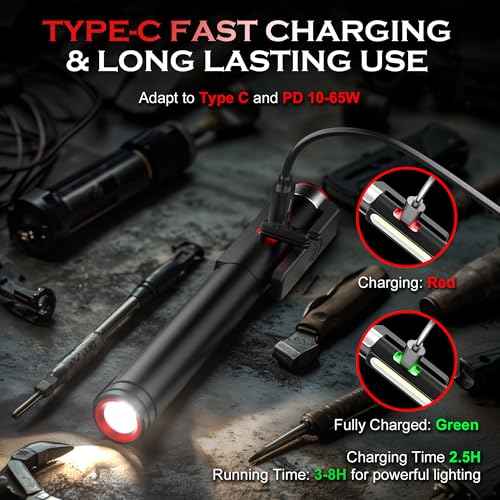 Pen Light Flashlight, 800 Lumens LED Pen Flashlights Rechargeable 6 Modes COB Magnetic Flashlight with Clip Bright Pocket Flashlights Work Light Portable Waterproof Durable Penlight for Nurse