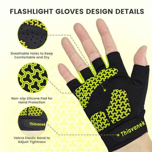 Cycling Gloves Hands Free Led Flashlight Rechargeable LED Glove for Running Walking Fishing Riding Safety Gloves Comfortable Bicycle Flashlight Glove for Women Men Gifts