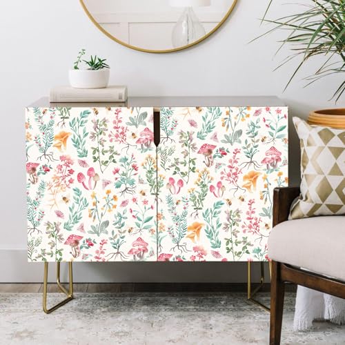 Peel and Stick Wallpaper for Home Decoration Kitchen Mushroom Forest Fantasy Wallpaper Removable Vinyl Self Adhesive Shelf Paper & Drawer Liner Roll House, Workshop & Office 17.3" x 118" SM-570-3