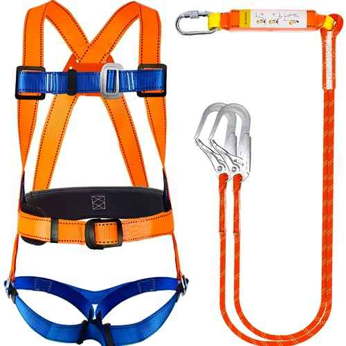 Full Body Safety Harness Tool Fall Protection£¬OSHA/ANSI Compliant,ASTM F1774certified | INTERNAL Shock Absorbing Lanyard£¨Orange£©