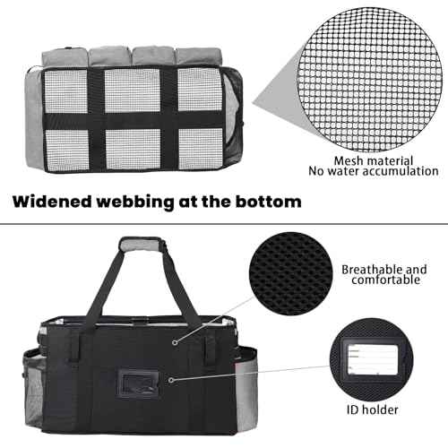 Extra large Cleaning Caddy Bag Built-in Sturdy Support Board, Cleaning Organizer with Detachable Divider, Cleaning Supply Tote with Adjustable Shoulder Strap (Grey, 19'' x 11'' x 11'')