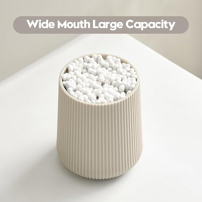 YAUKPH Beige Striped Toothbrush Holder for Electric Toothbrushes Bathroom Organizer Cup for Toothpaste Kids & Adults