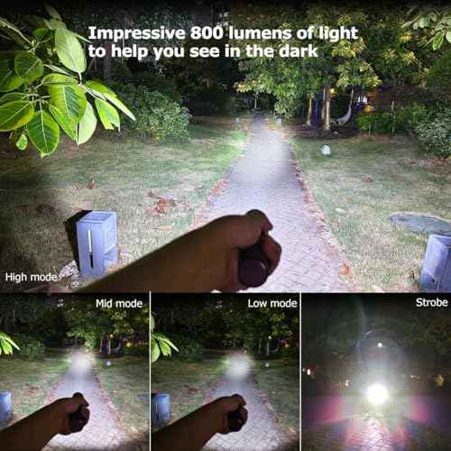 Self Defense Rechargeable Flashlight with 128dB Personal Alarms for Emergency or Safety,800 High Lumens,COB Work Light,Magnetic for Outdoors,Camping...