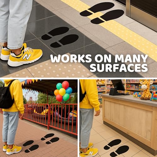 50PCS Black PVC Footprint Stickers ? Waterproof Erasable Stickers for Classroom Office Wall 6.88x2.2 Inch Vinyl Floor Shoes Cutouts