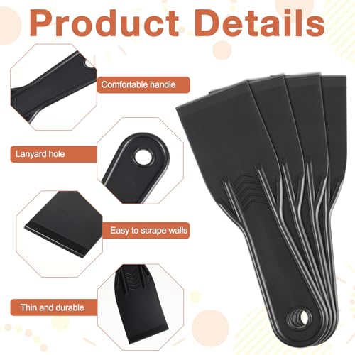 8PCS Plastic Putty Knives, Flexible Plastic Putty Knife Scraper, Black Paint Scraper Spackle Tool for Taping Drywall Wall Painting, Repairing Walls, Pasting Plaster