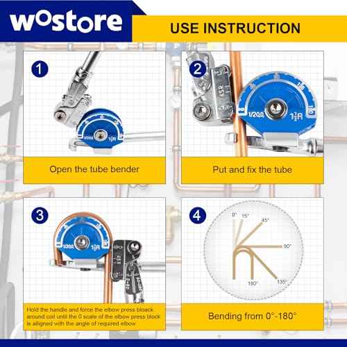 Wostore 1/2" Heavy Duty Tubing Bender Tube Bender Roller 180¡Æ HVAC Copper Tool for Copper Pipe, Aluminum Pipe, Iron Pipe, Stainless Steel Pipe