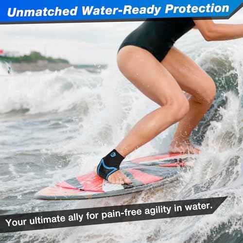 Nvorliy AquaSkin Pro Ankle Brace, Quick-Dry & Chlorine-Resistant Ankle Sleeve for Swimming, Surfing, Diving, Paddle Boarding & Aquatic Recovery?Ultra-Thin Support for Men & Women (Left, L)