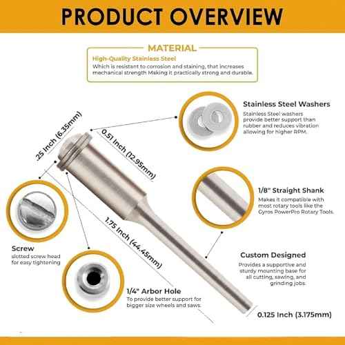6pcs 1/8" Shank Arbor Cut-off Wheel HSS Mandrel Holder Compatible with Most Rotary Tool Accessory Bit