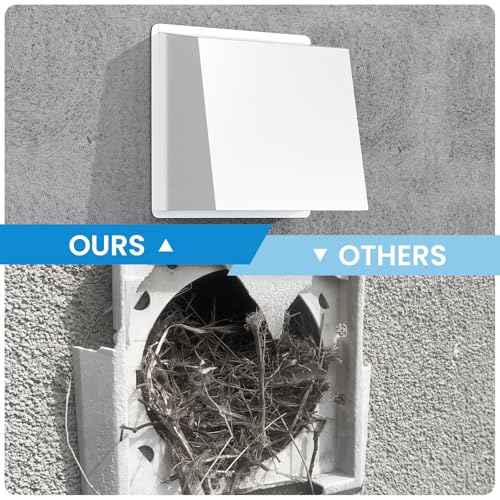 6" Metal Hooded Wall Vent with Screen and Damper, Exhaust Vent Cover Outside, Exterior Vent Cover for Dryer Vent Kitchen Range Hood Outdoor Air Exhaust (6 Inch-White)