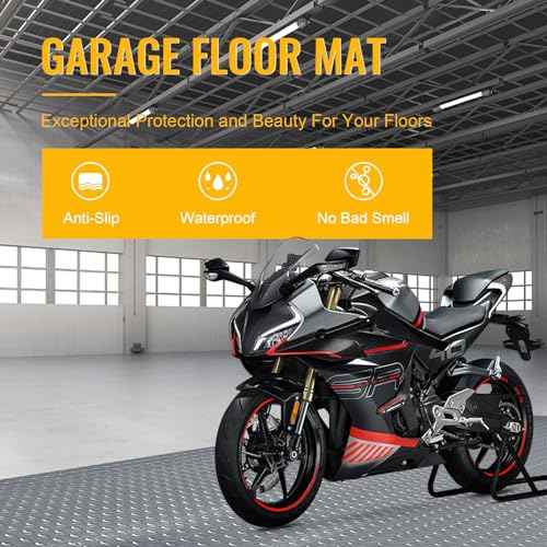 4x6 FT Garage Floor Mat, 2.8mm Thickened Flooring Roll Diamond Plate PVC Rubber Trailer Mat, Non-Slip Floor Mat for Garage, Warehouse, Gyms, Boats, Pickup Truck, Gray