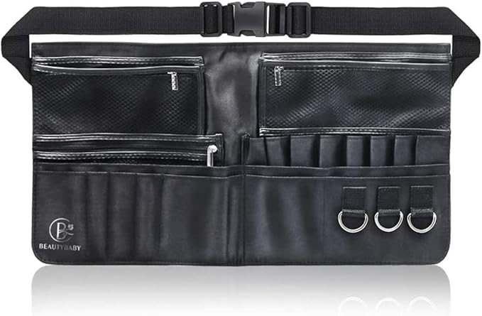 Beautybaby Artist Professional Makeup Brush Waist Bag Cosmetic Portable Multi Pockets Bag with Belt Strap Black