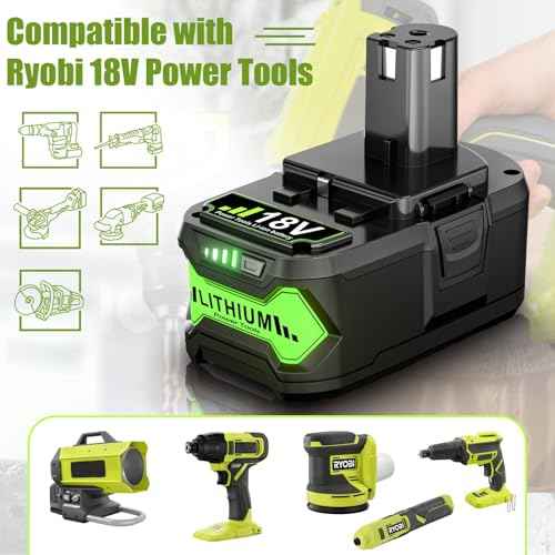 Upgraded 8.0Ah 2Packs P108 18V Battery Compatible with Ryobi 18V ONE+ Battery P102 P103 P104 P105 P107 P109 P122 PBP005 PBP004 PBP003 PBP002 RB18L50 BPL1820 Cordless Power Tools with LED Indicator