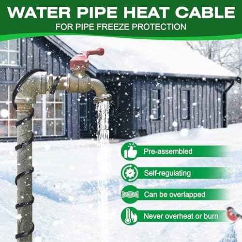 30FT Heat Tape for Water Pipes£¬-40¡ÆF Anti-Freeze De-Icing Heating Tape, Pipe Insulation Heating Cable for Insulation/Roof Snow Removal , Gutter Heating Cable, Heated Water Hose 120V 5W/ft
