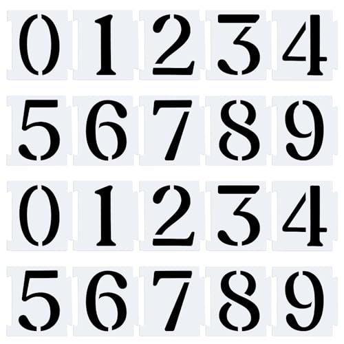 Curb Stencil Kit 0-9 Address Number Stencils for Address Painting 20 Pcs Reusable Plastic Numbers Stencils Interlocking Templates for Painting on Road Wood Wall Mailbox (5.1 ¡¿ 4.3 Inch)