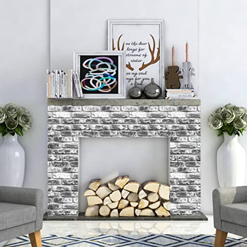 Faux Brick Wallpaper Peel and Stick Grey Brick Wallpaper 17.7inch x 393.7inch Grey Brick Contact Wallpaper Bathroom Peel and Stick Removable Wall Paper Brick Contact Paper Vinyl Wall Decor