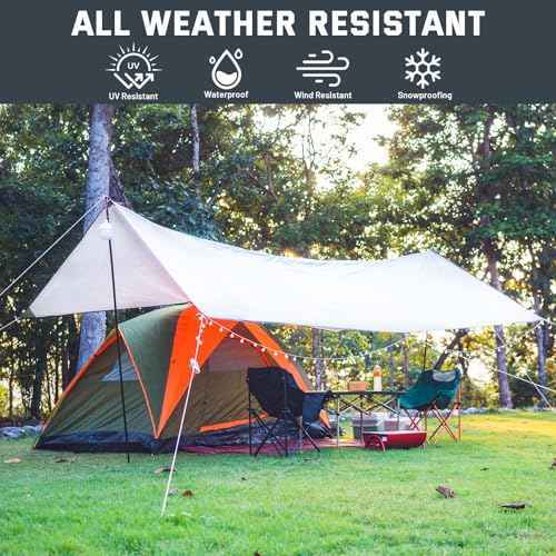 Kesfitt Tarp Heavy Duty Waterproof 12x20FT,16 Mil Thick Tarps Tear&Fade Resistant,UV Resistant,Poly Tarp Cover with Grommets and Reinforced Edges for Outdoor Camping Pools Boat Car(White)