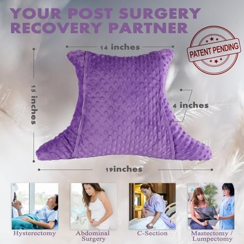 Hysterectomy Pillow with Pocket, Hysterectomy Recovery Abdominal Pillow, Post Surgery Pillow for Abdomen, C-Section Recovery Pillow, Mastectomy, Tummy Tuck, Hernia, Abdominal Surgery Must Haves