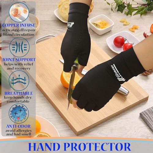Big Mango 2 Pairs Pack Copper Arthritis Gloves, Compression Gloves for Women Men Relieve Pain from Rheumatoid Arthritis, Carpal Tunnel, Swelling, Everyday Hands Support (Open Finger + Full Finger, XL)