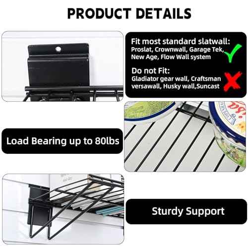 Slatwall Shelves, Slatwall Accessories, Slat Wall Wire Shelf, Heavy Duty Garage Storage Slatwall Shelf(16-Inch Width,2 Pack)