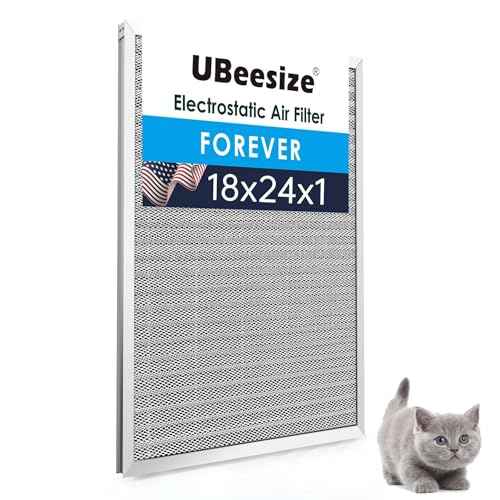 UBeesize 18x24x1 Reusable Electrostatic Air Filter HVAC AC Furnace Filter,MERV 8, Washable, Lasts a Lifetime,Permanent Air Filter,Breathe Fresher,Home And Office(Actual Size:17.44x23.46x0.82 Inch)