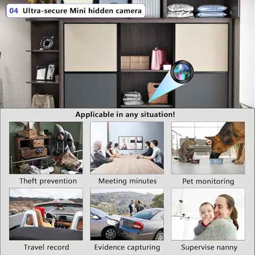 Hidden Camera Mini Spy Camera 1080P Small Security Camera, Tiny Portable Camera, Covert Nanny Cam, Indoor Home Office Security Cameras, Night Vision, Motion Detection, Gravity Sensor, Loop Record
