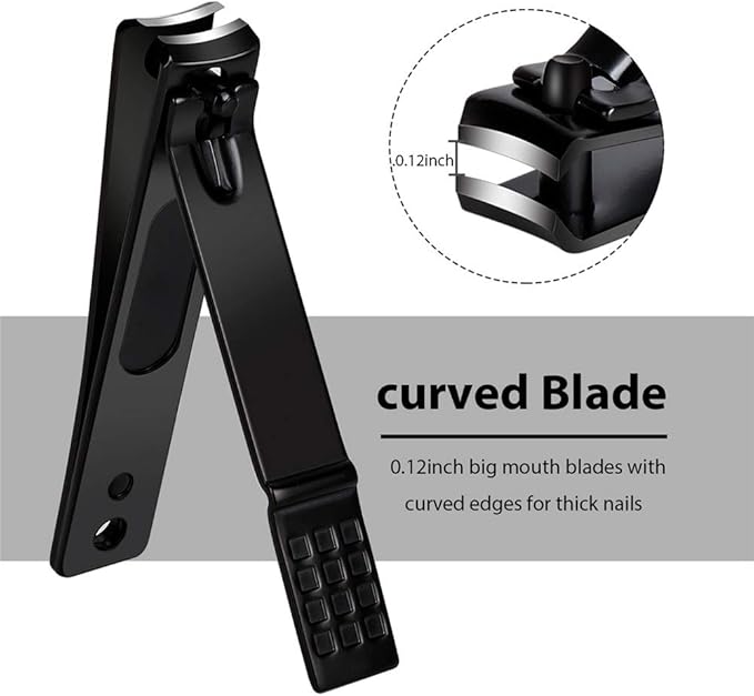 Nail Clippers Set, Sharp Stainless Steel Fingernail and Toenail Clippers, Black Nail Cutter, Large and Large 2 Piece Set.