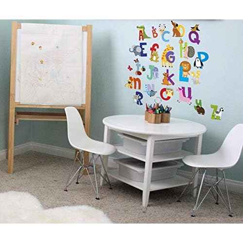 ABC Wall Decals - Alphabet Educational Animal Stickers - Classroom Decor - Playroom Decals for Wall - Animal Letters to Stick Kindergarden - Bedroom Stickers Kids ABC Lettering - [Gift Included]!