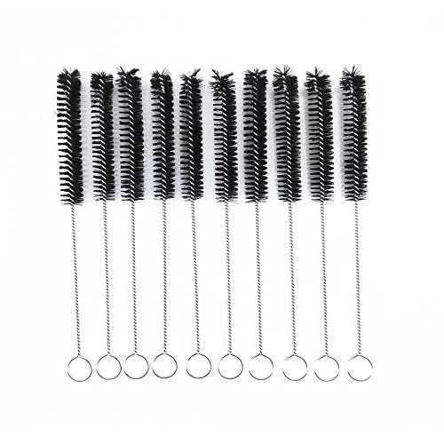 yueton?Pack of 10 Black Nylon Tube Pipe Nozzle Brush Dia 10mm with Wire Loop Handle