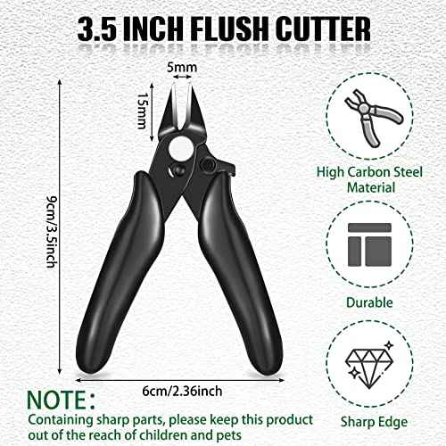 3 Packs 3. 5 Inch Wire Cutters Mini Soft Wire Snips Nippers Micro Cutter with Lock Flush Diagonal Cutting Pliers Small Flush Cut Pliers Jewelers Tools for Electronic(Black)