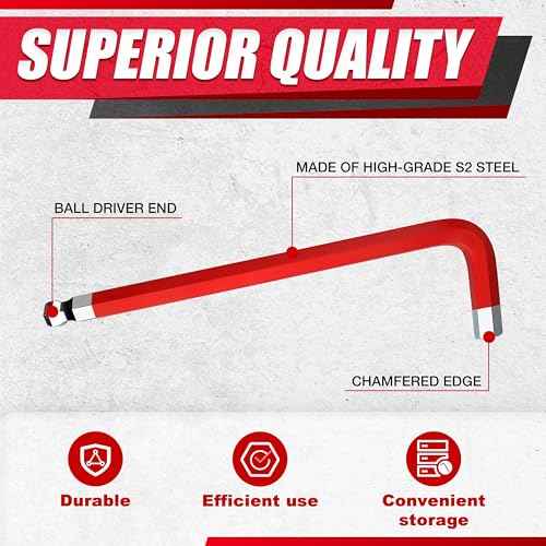 13PCS Jumbo Allen Wrench Set, SAE 5/64¡°-3/4¡±, Precision Hex Key Set, S2, RED, Jumbo Hex Key Allen Wrench Set for Professional Use