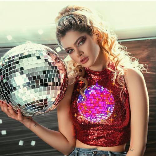MAYJOYDIY 4 Size Disco Ball Stencil 6~11.8inch Dancing Party Dazzling Ball Stencil with Paint Brush Shiny Star Music Bar Party Light Templates for Furniture Windows Wood Wall Tile Canvas Fabric Floor