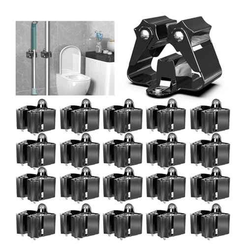 3-H Stainless Steel Broom Holder Wall Mount 20-Pack- Heavy Duty Mop Organizer, Wall Mounted Broom Storage with Secure Mounting for Kitchen Laundry Garage Bathroom (Space Saving)