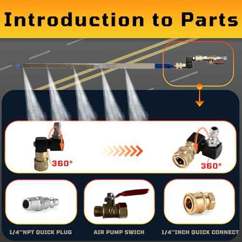 Radiator Cleaning Wand: 47"/39"/32"/24" Selectable Length | Max 4500 PSI with 360¡Æ Swivel Quick Coupler & Embedded Punched, Pressure Washer kit for Car/Truck, Condensers & Heavy Machinery