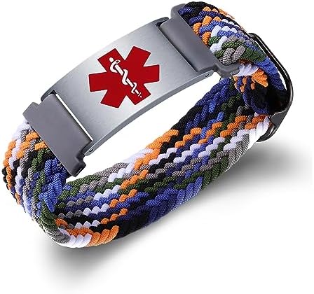 Personalized Sport Medical Alert Bracelets for Women Men - Custom Medical ID Bracelets with Free Engraving - Hook and Loop/Elastic/Stainless Steel/Silicone Watch Wristband Emergency Bracelet