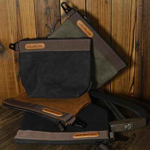 WELKINLAND Waxed Canvas Tool Pouch, 4PCS-Set Tool Pouches, 10Inch Tool Pouches with Zipper, Heavy-Duty Electrician Bags, Canvas Tool Bags, Canvas Zipper Tool Pouch,Electricians Tool Bags and Pouches