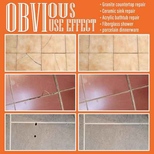 Ceramic Tile Repair Kit (White), Tile Repair Kit with Super Strong Adhesion, Floor Cracked Tile Filler for Cracks, Chips, Holes on Ceramic, Porcelain, Acrylic, Fiberglass, Enamel