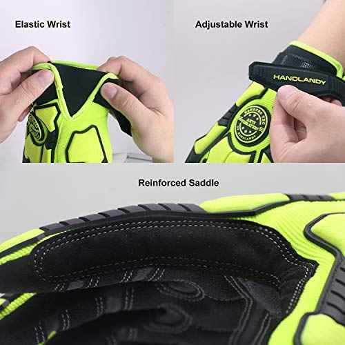 HLDD HANDLANDY Anti Vibration Work Gloves ? Heavy Duty Safety Gloves for Mechanic, Power Tools, Construction, and Landscaping