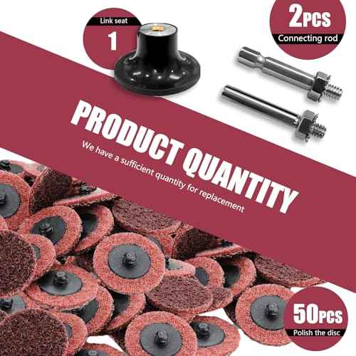 50Pcs Surface Conditioning Disc 2inch Sanding Discs 1/4'' Holder Quick Change for Paint Rust Removal Surface Strip Polishing Grind Burr Finish Burr Finish (Medium)