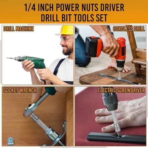 23 Pcs Power Nuts Driver Drill Bit Tools Set 1/4'' Driver Hex Shank Keys Metric Socket Wrench Screw Impact Bit Set for Power Tools, Electric Drills Screwdrivers Socket Wrench